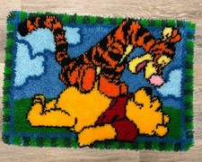 VTG Disney Winnie The Pooh And Tigger Art Latch Hook Shag Rug Wall Decor 28x20