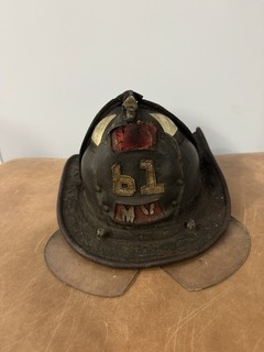 Antique Leather Fire Helmet Mount Vernon NY (War Baby)