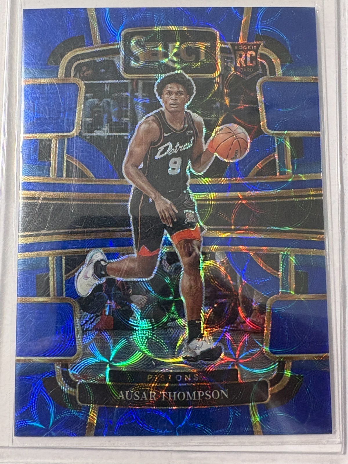 Ausar Thompson 2023-24 Panini Select Prizms Blue Scope #95 (RC) Pistons! 017/249