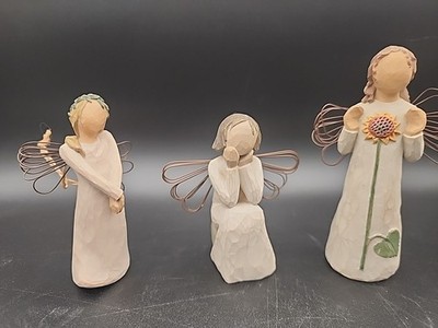 WILLOW TREE Figurines Angels 3 Lot ''CELEBRATE-Angel of Caring-ANGEL of Summer''