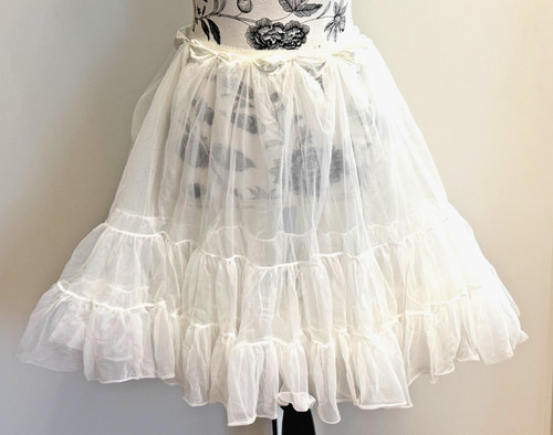 VTG white ruffled tulle underskirt petticoat slip girls size 8