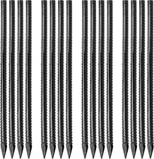 16 Inches Ground Rebar Stakes (16 Pcs) Heavy Duty Metal Spikes for Concrete Timb