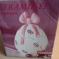 Keramik Ei Bonboniere Handbemalt FüR Ostern Weiß Mit Bunten Blumen