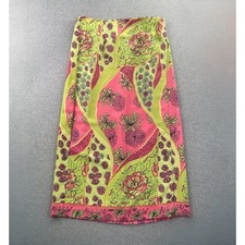 VTG Sag Harbor Maxi Skirt 14 Pink Green Floral Wrap Boho Hippie Festival Retro