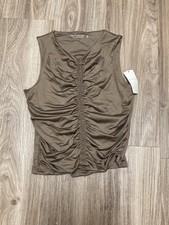 NWT Abercrombie Fitch Bare Ruched Taupe Tank Silky Soft A F Collection Small