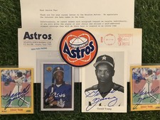 GERALD YOUNG HOUSTON ASTROS ON-CARD AUTOGRAPHS (4) PLEASE SEE OUR FEEDBACK
