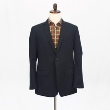 Banana Republic 44R Black Sport Coat Blazer Jacket Solid 2-Button Wool