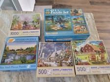 Lot of 8 Jigsaw Puzzles Bits and Pieces Studio 6 1000  2 500 pieces