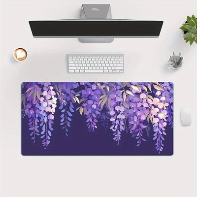 40*90cm1pc Vines Full of Life HD Printed XXL Mousepad - Vibrant Purple & Pink Fl