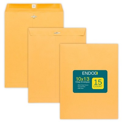 Clasp Envelopes 10x13 Inch -15 Pack Brown Kraft Catalog Envelope with Clasp C...