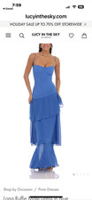 Lucy in the Sky Long Ruffle Maxi Prom Dress - Blue  Size L