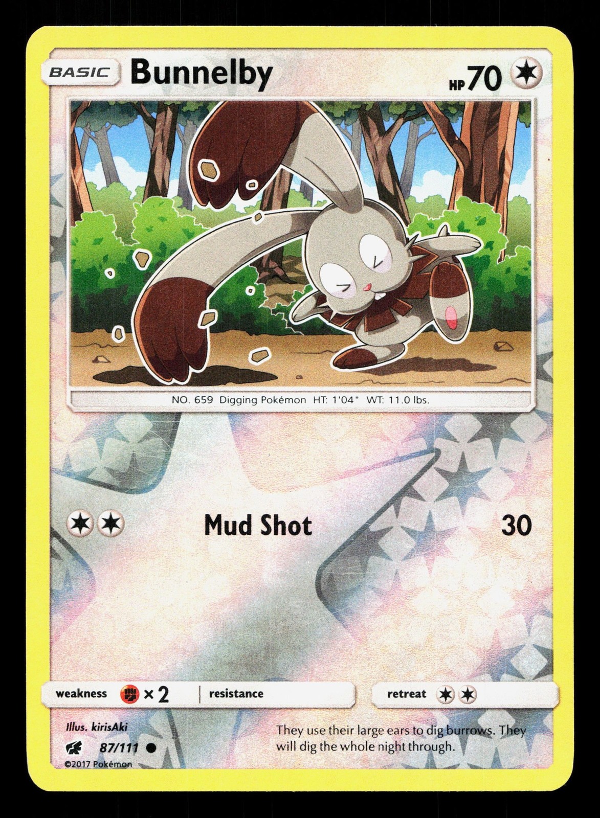 Bunnelby 87/111 Crimson Invasion LP Reverse Holo Pokemon Card TCG