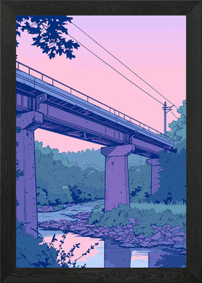 Brücke über Fluss Gerahmtes Wandbild Poster Leinwanddruck Bild