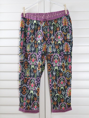#ad SUNDANCE Catalog NWT Leia Ikat Print Pull On Pants in Indigo Size Medium $35.99
