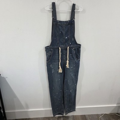 Mittoshop Womens Overalls Sz Small Distressed Destroyed Indie Hippie Jeans Denim