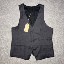 All Saints REVERSIBLE Wool Suit Vest Larson Waistcoat Mens 40 Grey Black MWE528