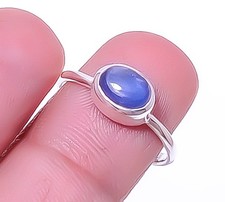 Kyanite - Nepal Gemstone 925 Sterling Silver Handmade Solitaire Ring s.7.5 A32
