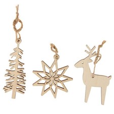 3pcs Snowflake Elk Wooden Pieces Party Christmas Tree