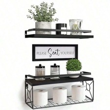 Floating Shelves Wall Decor Bathroom Organizers Storage Over Toilet