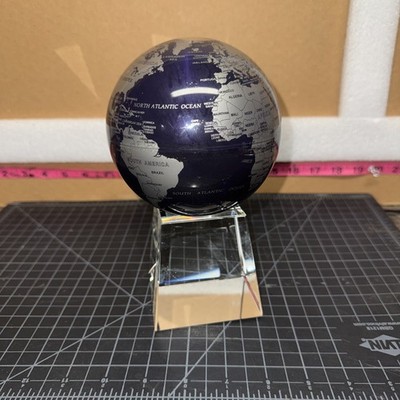 MOVA Beautiful Blue & Silver 4.5  Rotating Globe With Stand Preowned