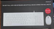 New - Macally 104 Key Full-Size USB Keyboard  Mouse Combo For Mac And PC