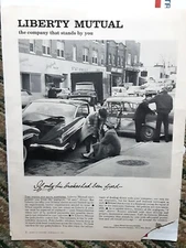 1961 Liberty Mutual vintage cars accident Original Magazine Print Ad vintage