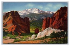 Colorado Springs, CO, Pikes Peak Gateway Garden of the Gods 2114 Linen Postcard
