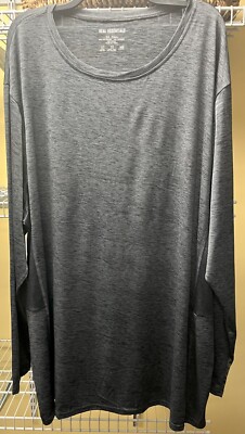 Real Essentials Men's Long Sleeve Gray Crew Neck T-Shirt Mens Size 3XL Tall New