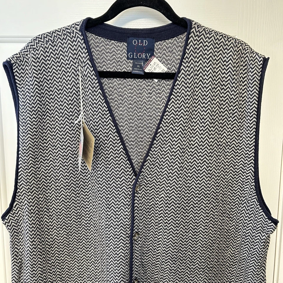 Chaleco tejido XL de colección para hombre sin mangas con botones azul gris antiguo Grandpacore trabajo Foto 3 de 4