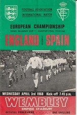 England v v Spain 3rd April 1968 European Championship 1/4 Final 1st Leg Program
