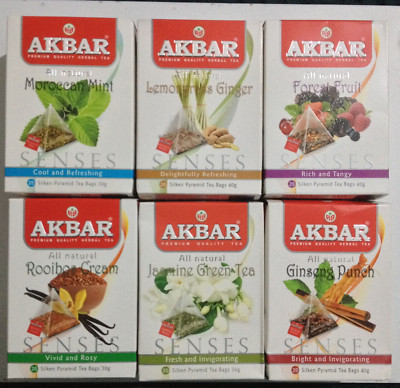 ''AKBAR'' 6 Boxen *20 seidene Pyramidente Teebeutel, insgesamt 120!!