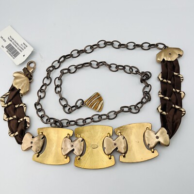 NWT Size M / L Chicos Giraffe Printed Metal Belt Animal 