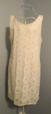 Candie's Cream Floral Lace Above Knee Length Scoop Neck Sheath Dress - Jr Size M