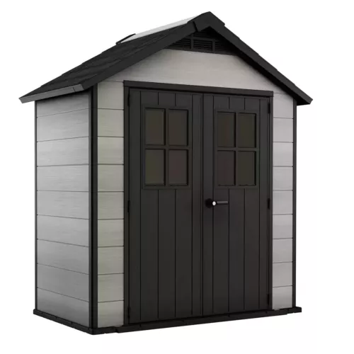 Garden Keter Oakland 7.5 x 4ft Grey Shed Double Door Ideal Storage Solution