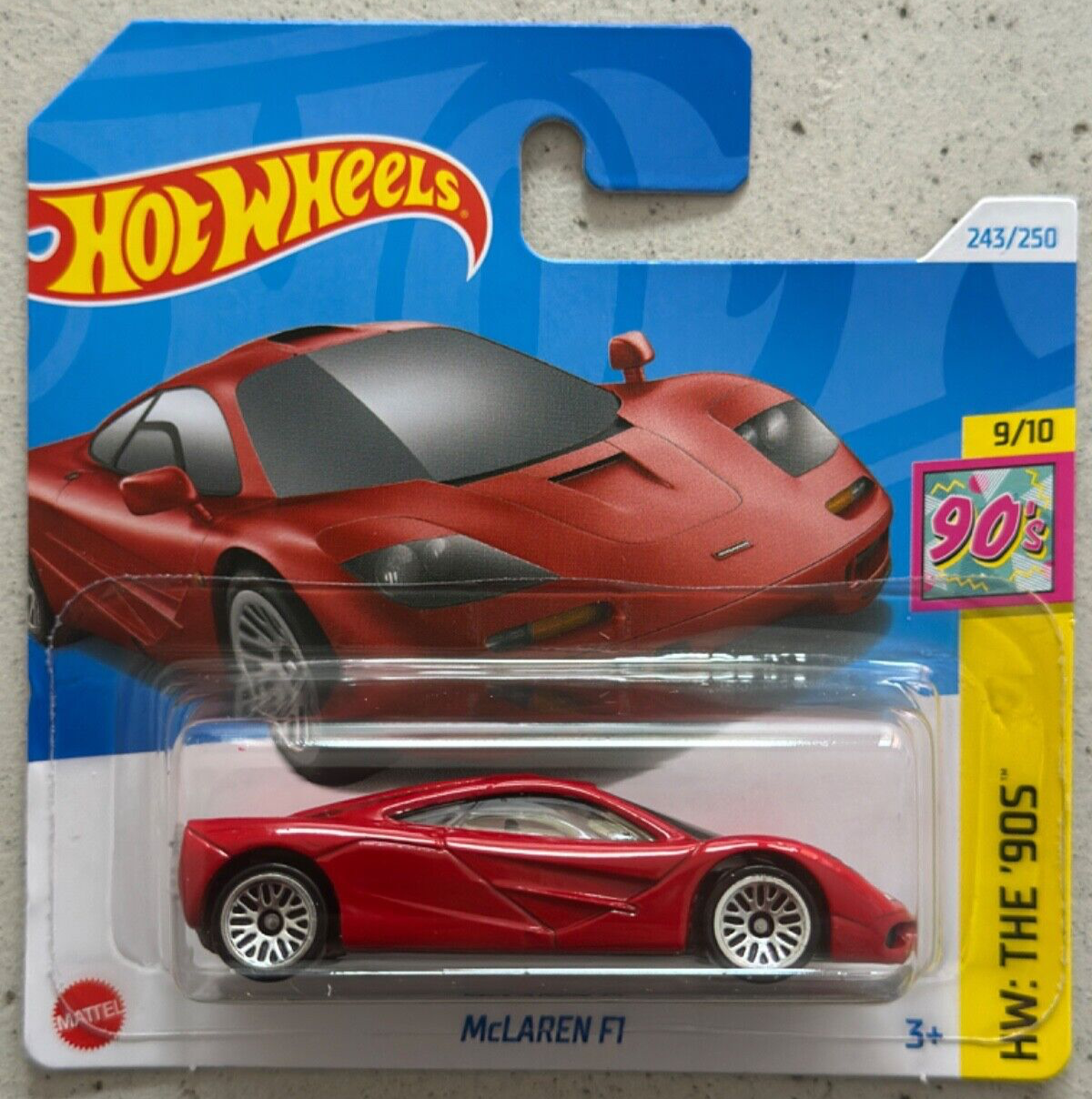 Hot Wheels McLAREN F1 Short Card with Protector HW The 90s p1 w1 gtr