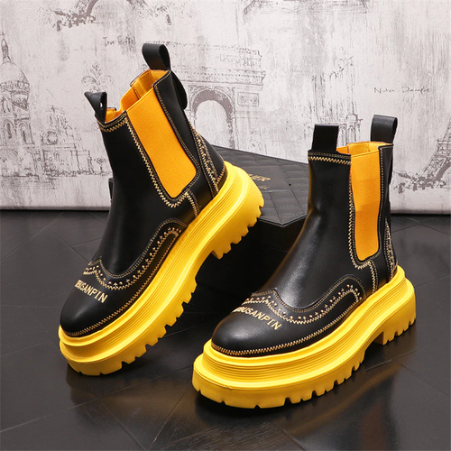 2023 Spring New Embroidery Chelsea Boots for Men Black Green Boots Platform  Shoe | eBay