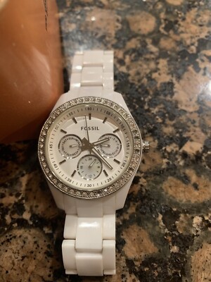 Fossil white watch very good condition FOSSIL Flynn Mens Multifunction Watch White Dial Day Date  main image 3