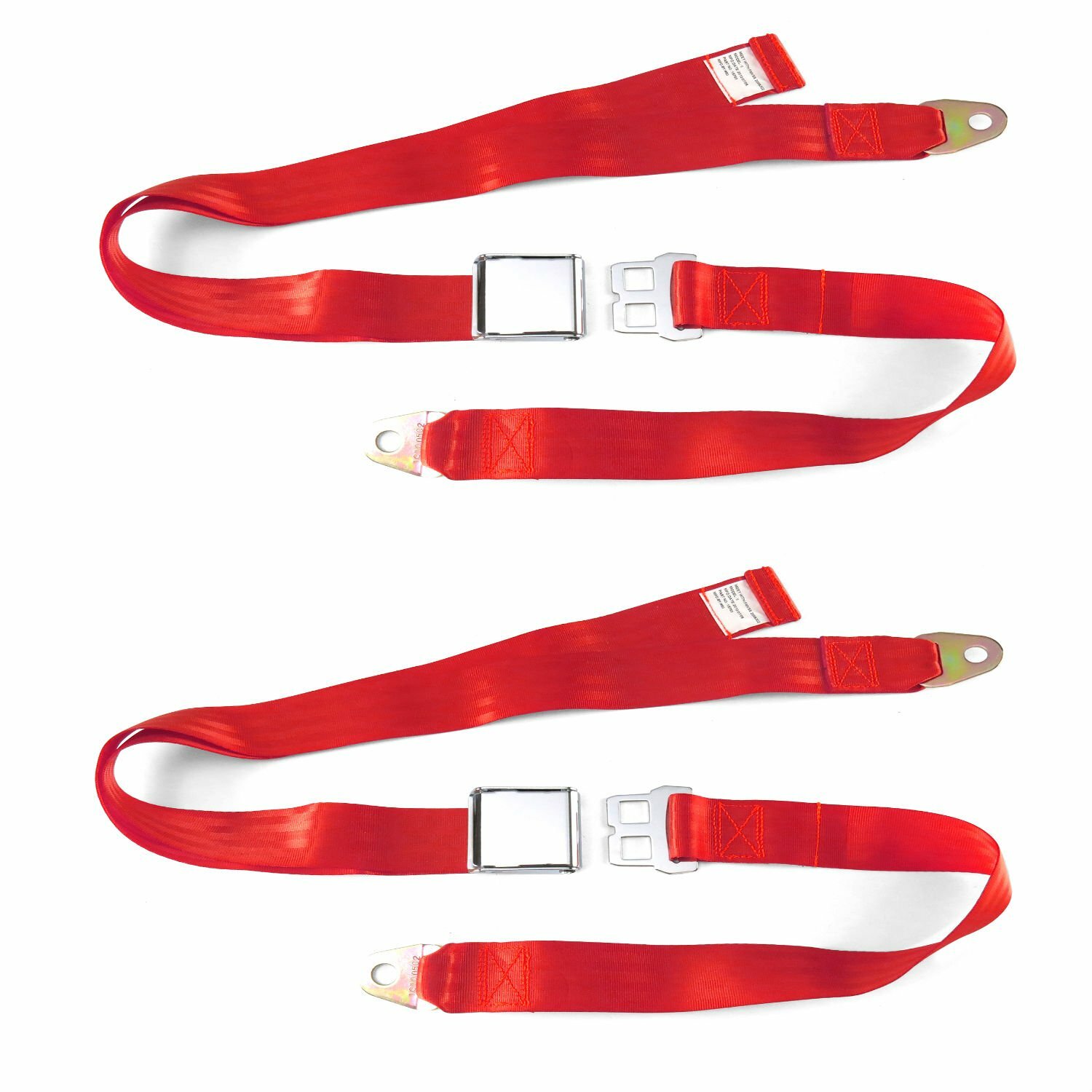 2pt Red Lap Seat Belt Airplane Buckle PAIR Two Belts 70 eBay