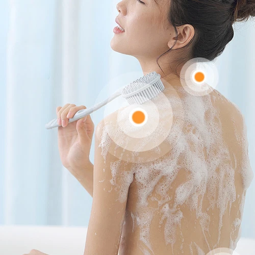 Soft Silicone Back Scrubber Shower Body Brush with Long Handle for Men Women, GY - Picture 7 of 11