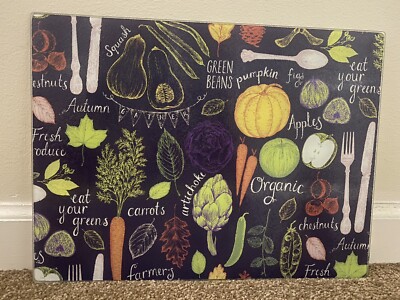 Tempered Glass Cutting Board 15 1/2'' x 12 ''  vegetables pattern