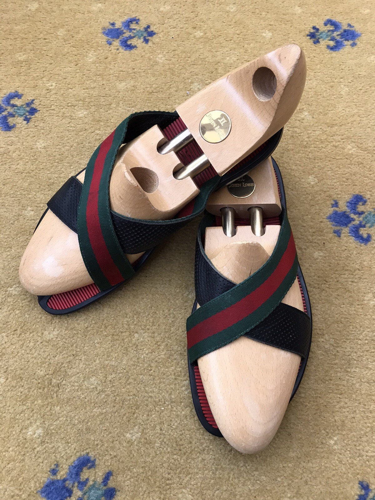 Gucci Sandals Slider Slide Shoes Web Green Red Crossover Strap Mens UK 8 US 9 42 thumbnail 3