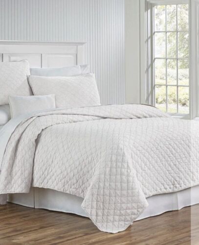 Traditions Linens Louisa White Percale Full/Queen Coverlet Blanket Cotton