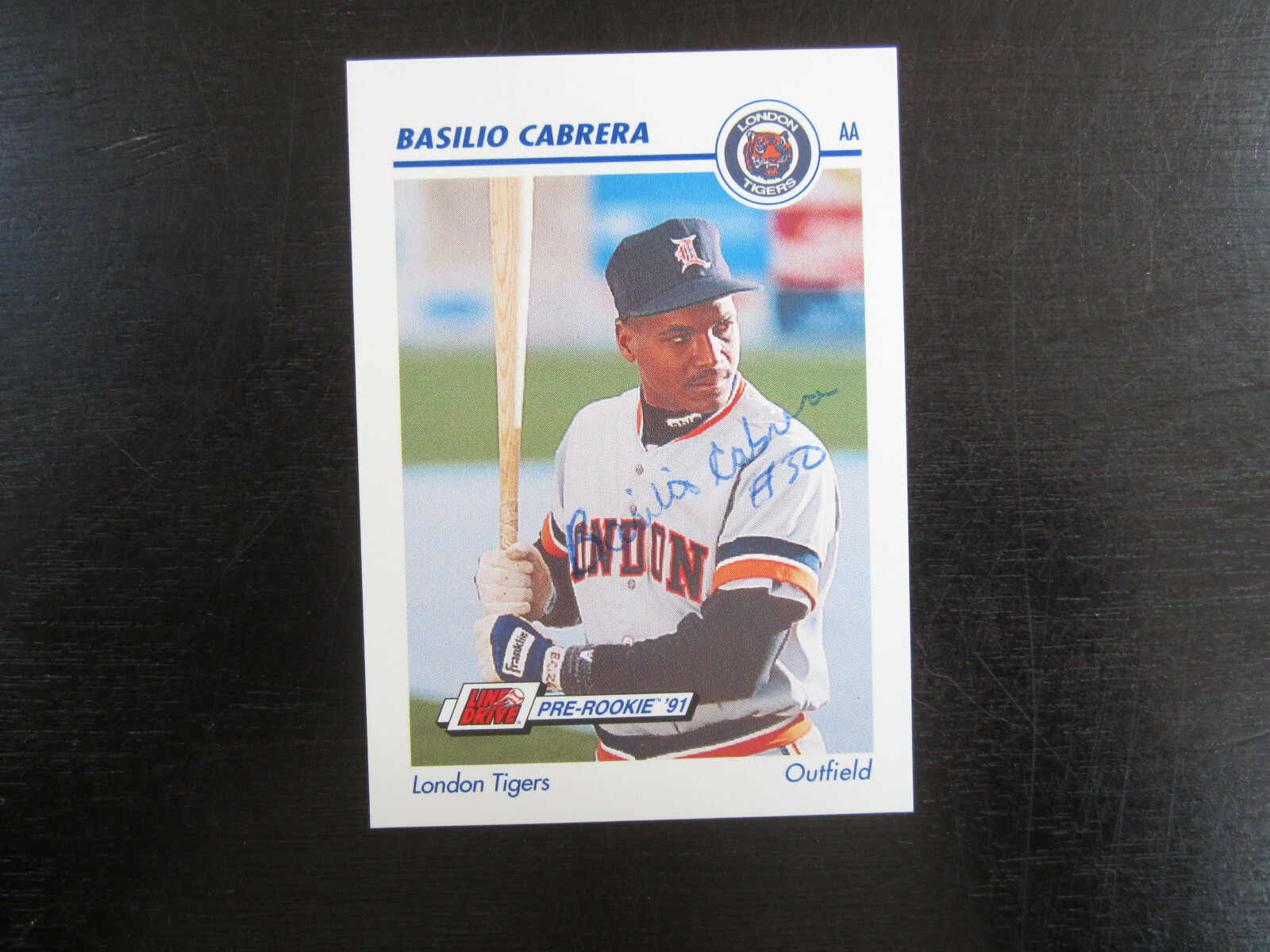 1991 Line Drive AA # 377 Basilio Cabrera Autograph Signed Card (B2 London Tigers