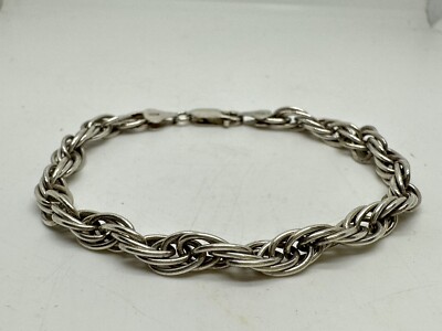 KA 1772 Italy 925 Sterling Silver Twisted Rope Chain Bracelet