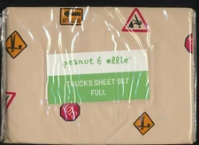 Peanut & Ollie Boys Full Sheet Set 1 Flat Fitted 2 Pillowcases Trucks Road Signs