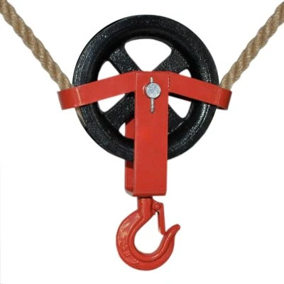 SEILWERK STANKE Umlenkrolle mit Haken Juteseil Seilwinde Seilzug Seilrolle Flaschenzug