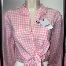 UNTUCKit Button Down Pink Gingham Plaid Long ...