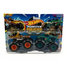 Hot Wheels Monster Trucks 1:64 Tiger Shark vs Mega Wrex Demolition Doubles NEW