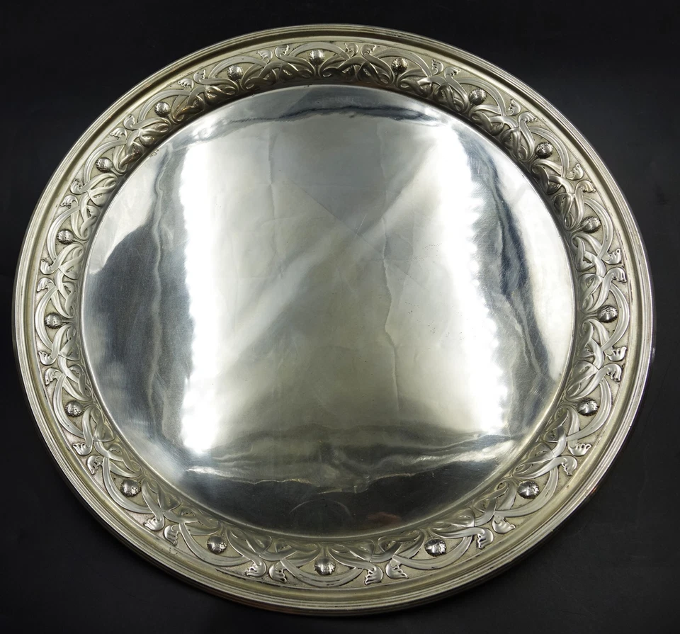 MARAVILLOSA BANDEJA SALVADORA CAMARERO REDONDEADA PLATEADA ALEMANA ART NOUVEAU WMF ca 1890 Foto 2 de 4