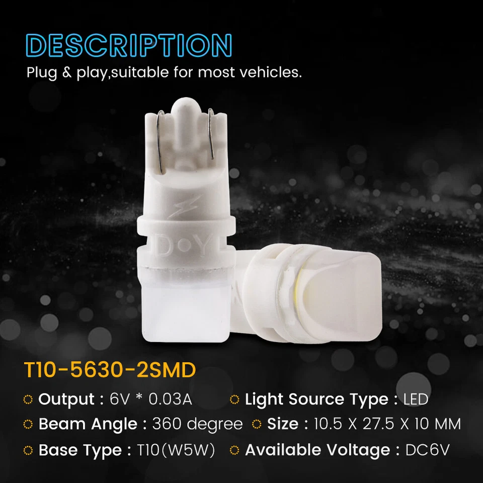 100Pcs 6V 6.3V DC T10 W5W 192 168 194 2SMD 5630 LED Pinball Machine Light Bulbs - Image 3 of 4